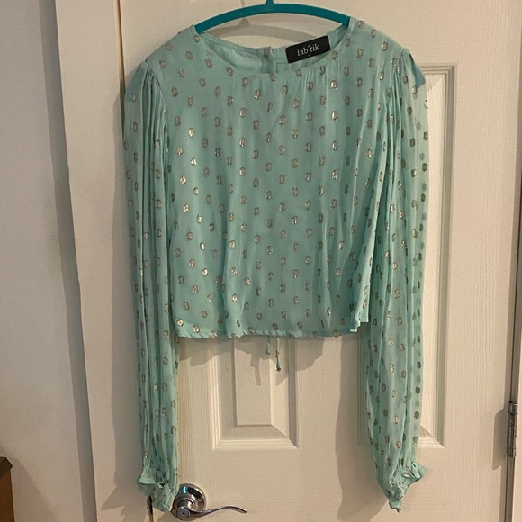 fab'rik Tops - fab'rik Mint Green Blouse with Silver Accents